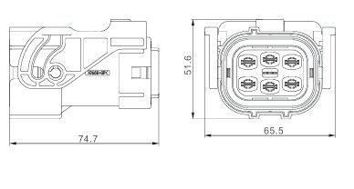 Neopower 6-Pin High Voltage 1000V 35A Automotive Power en Signal Connector met 360° Shielding