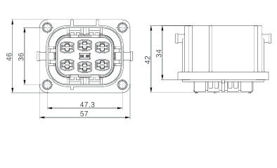 Neopower 6-Pin High Voltage 1000V 35A Automotive Power en Signal Connector met 360° Shielding