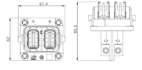 Neopower 2 Pin High Voltage Connector 220A 1000V met HVIL voor EV-batterij en PDU