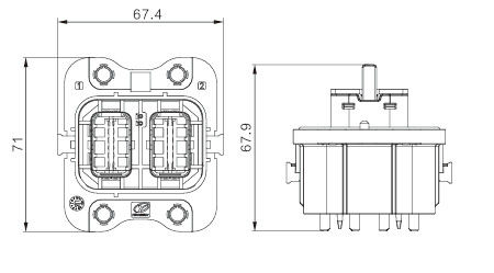 Neopower 2 Pin High Voltage Connector 220A 1000V met HVIL voor EV-batterij en PDU