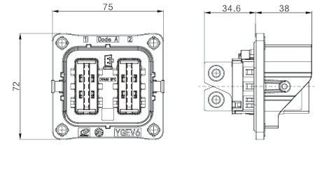 Neopower 2 Pin High Voltage Hybrid Power Connector 400A 1000V met HVIL en 360° Shielding