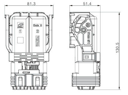 Neopower 2 Pin High Voltage Hybrid Power Connector 400A 1000V met HVIL en 360° Shielding