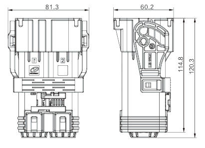 Neopower 2 Pin High Voltage Hybrid Power Connector 400A 1000V met HVIL en 360° Shielding