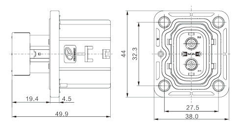 Neopower 2 Pin Hybrid Automotive Connector 24A 800V met HVIL en 360° Shielding